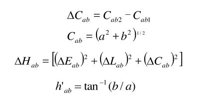 彩度、色相、色調(diào)差計(jì)算公式